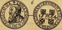 An illustration from Silesia numismatica, oder, Einleitung zu dem schlesischen Müntz-Cabinet : in welchem biss 368 Theils sehr alte rare und schöne, im Lande verfertigte Müntzen durch accurate Kupffer gewiesen, umbständlich erkläret und dabey viele in der schlesischen Historie begangene Fehler deutlich endecket werden (1711)