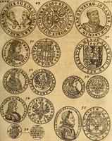 An illustration from Silesia numismatica, oder, Einleitung zu dem schlesischen Müntz-Cabinet : in welchem biss 368 Theils sehr alte rare und schöne, im Lande verfertigte Müntzen durch accurate Kupffer gewiesen, umbständlich erkläret und dabey viele in der schlesischen Historie begangene Fehler deutlich endecket werden (1711)