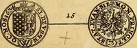 An illustration from Silesia numismatica, oder, Einleitung zu dem schlesischen Müntz-Cabinet : in welchem biss 368 Theils sehr alte rare und schöne, im Lande verfertigte Müntzen durch accurate Kupffer gewiesen, umbständlich erkläret und dabey viele in der schlesischen Historie begangene Fehler deutlich endecket werden (1711)