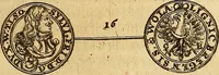An illustration from Silesia numismatica, oder, Einleitung zu dem schlesischen Müntz-Cabinet : in welchem biss 368 Theils sehr alte rare und schöne, im Lande verfertigte Müntzen durch accurate Kupffer gewiesen, umbständlich erkläret und dabey viele in der schlesischen Historie begangene Fehler deutlich endecket werden (1711)