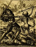 Picture 66 of 90 from Simolachri, historie, e figure de la morte. La medicina de l'anima [di Urbanus Rhegius] Il modo, e la via di consolar gl'infermi. Un sermone di San Cipriano, de la mortalità. Due orationi, l'una à Dio, e l'altra à Christo. Un sermone di D. Giovan Chrisostomo, che ci essorta à patienza. Aiuntovi de novo molte figure mai più stampate (1549), leaf 100