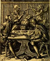 Picture 67 of 90 from Simolachri, historie, e figure de la morte. La medicina de l'anima [di Urbanus Rhegius] Il modo, e la via di consolar gl'infermi. Un sermone di San Cipriano, de la mortalità. Due orationi, l'una à Dio, e l'altra à Christo. Un sermone di D. Giovan Chrisostomo, che ci essorta à patienza. Aiuntovi de novo molte figure mai più stampate (1549), leaf 103