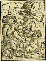An illustration from Simolachri, historie, e figure de la morte. La medicina de l'anima [di Urbanus Rhegius] Il modo, e la via di consolar gl'infermi. Un sermone di San Cipriano, de la mortalità. Due orationi, l'una à Dio, e l'altra à Christo. Un sermone di D. Giovan Chrisostomo, che ci essorta à patienza. Aiuntovi de novo molte figure mai più stampate (1549)