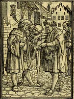 Picture 35 of 90 from Simolachri, historie, e figure de la morte. La medicina de l'anima [di Urbanus Rhegius] Il modo, e la via di consolar gl'infermi. Un sermone di San Cipriano, de la mortalità. Due orationi, l'una à Dio, e l'altra à Christo. Un sermone di D. Giovan Chrisostomo, che ci essorta à patienza. Aiuntovi de novo molte figure mai più stampate (1549), leaf 52