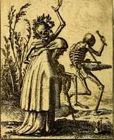 Picture 43 of 90 from Simolachri, historie, e figure de la morte. La medicina de l'anima [di Urbanus Rhegius] Il modo, e la via di consolar gl'infermi. Un sermone di San Cipriano, de la mortalità. Due orationi, l'una à Dio, e l'altra à Christo. Un sermone di D. Giovan Chrisostomo, che ci essorta à patienza. Aiuntovi de novo molte figure mai più stampate (1549), leaf 65
