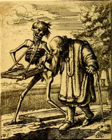 Picture 55 of 90 from Simolachri, historie, e figure de la morte. La medicina de l'anima [di Urbanus Rhegius] Il modo, e la via di consolar gl'infermi. Un sermone di San Cipriano, de la mortalità. Due orationi, l'una à Dio, e l'altra à Christo. Un sermone di D. Giovan Chrisostomo, che ci essorta à patienza. Aiuntovi de novo molte figure mai più stampate (1549), leaf 83