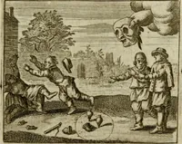 An illustration from Sinne- en minne-beelden ; Selfstryt ; Tooneel der mannelyke agtbaarheydt ; Galathea of Herderskalsgt ; Klagende maegden : en andere mengelrymen (1779)