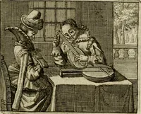 An illustration from Sinne- en minne-beelden ; Selfstryt ; Tooneel der mannelyke agtbaarheydt ; Galathea of Herderskalsgt ; Klagende maegden : en andere mengelrymen (1779)