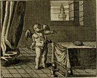 An illustration from Sinne- en minne-beelden ; Selfstryt ; Tooneel der mannelyke agtbaarheydt ; Galathea of Herderskalsgt ; Klagende maegden : en andere mengelrymen (1779)