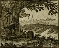 An illustration from Sinne- en minne-beelden ; Selfstryt ; Tooneel der mannelyke agtbaarheydt ; Galathea of Herderskalsgt ; Klagende maegden : en andere mengelrymen (1779)