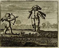 An illustration from Sinne- en minne-beelden ; Selfstryt ; Tooneel der mannelyke agtbaarheydt ; Galathea of Herderskalsgt ; Klagende maegden : en andere mengelrymen (1779)