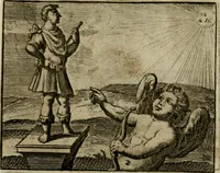 An illustration from Sinne- en minne-beelden ; Selfstryt ; Tooneel der mannelyke agtbaarheydt ; Galathea of Herderskalsgt ; Klagende maegden : en andere mengelrymen (1779)