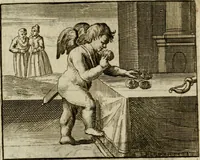 An illustration from Sinne- en minne-beelden ; Selfstryt ; Tooneel der mannelyke agtbaarheydt ; Galathea of Herderskalsgt ; Klagende maegden : en andere mengelrymen (1779)