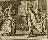 An illustration from Sinne- en minne-beelden ; Selfstryt ; Tooneel der mannelyke agtbaarheydt ; Galathea of Herderskalsgt ; Klagende maegden : en andere mengelrymen (1779)