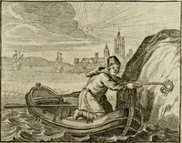 An illustration from Sinne- en minne-beelden ; Selfstryt ; Tooneel der mannelyke agtbaarheydt ; Galathea of Herderskalsgt ; Klagende maegden : en andere mengelrymen (1779)