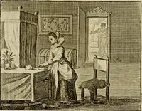 An illustration from Sinne- en minne-beelden ; Selfstryt ; Tooneel der mannelyke agtbaarheydt ; Galathea of Herderskalsgt ; Klagende maegden : en andere mengelrymen (1779)