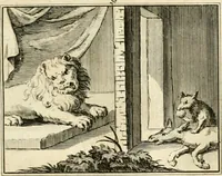 An illustration from Sinryke fabulen : verklaart en toegepast tot alderley zeede-lessen, dienstig om waargenoomen te werden in het menschelijke en burgerlijke leeven (1685)