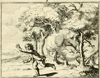 An illustration from Sinryke fabulen : verklaart en toegepast tot alderley zeede-lessen, dienstig om waargenoomen te werden in het menschelijke en burgerlijke leeven (1685)