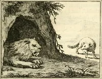An illustration from Sinryke fabulen : verklaart en toegepast tot alderley zeede-lessen, dienstig om waargenoomen te werden in het menschelijke en burgerlijke leeven (1685)