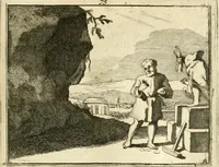 An illustration from Sinryke fabulen : verklaart en toegepast tot alderley zeede-lessen, dienstig om waargenoomen te werden in het menschelijke en burgerlijke leeven (1685)