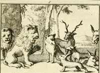 Picture 9 of 140 from Sinryke fabulen : verklaart en toegepast tot alderley zeede-lessen, dienstig om waargenoomen te werden in het menschelijke en burgerlijke leeven (1685), leaf 52