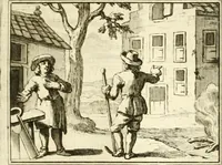 An illustration from Sinryke fabulen : verklaart en toegepast tot alderley zeede-lessen, dienstig om waargenoomen te werden in het menschelijke en burgerlijke leeven (1685)