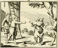 An illustration from Sinryke fabulen : verklaart en toegepast tot alderley zeede-lessen, dienstig om waargenoomen te werden in het menschelijke en burgerlijke leeven (1685)