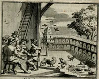 An illustration from Sinryke fabulen : verklaart en toegepast tot alderley zeede-lessen, dienstig om waargenoomen te werden in het menschelijke en burgerlijke leeven (1685)