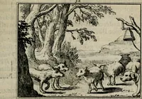 An illustration from Sinryke fabulen : verklaart en toegepast tot alderley zeede-lessen, dienstig om waargenoomen te werden in het menschelijke en burgerlijke leeven (1685)