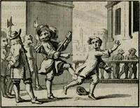 An illustration from Sinryke fabulen : verklaart en toegepast tot alderley zeede-lessen, dienstig om waargenoomen te werden in het menschelijke en burgerlijke leeven (1685)