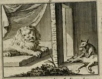 An illustration from Sinryke fabulen : verklaart en toegepast tot alderley zeede-lessen, dienstig om waargenoomen te werden in het menschelijke en burgerlijke leeven (1685)
