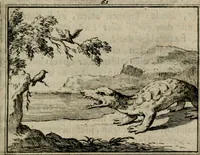 An illustration from Sinryke fabulen : verklaart en toegepast tot alderley zeede-lessen, dienstig om waargenoomen te werden in het menschelijke en burgerlijke leeven (1685)