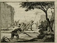 An illustration from Sinryke fabulen : verklaart en toegepast tot alderley zeede-lessen, dienstig om waargenoomen te werden in het menschelijke en burgerlijke leeven (1685)