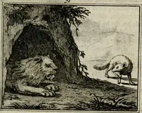 An illustration from Sinryke fabulen : verklaart en toegepast tot alderley zeede-lessen, dienstig om waargenoomen te werden in het menschelijke en burgerlijke leeven (1685)