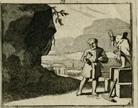 An illustration from Sinryke fabulen : verklaart en toegepast tot alderley zeede-lessen, dienstig om waargenoomen te werden in het menschelijke en burgerlijke leeven (1685)