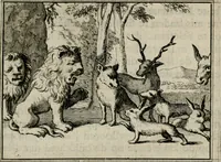 Picture 9 of 133 from Sinryke fabulen : verklaart en toegepast tot alderley zeede-lessen, dienstig om waargenoomen te werden in het menschelijke en burgerlijke leeven (1685), leaf 52