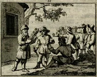 An illustration from Sinryke fabulen : verklaart en toegepast tot alderley zeede-lessen, dienstig om waargenoomen te werden in het menschelijke en burgerlijke leeven (1685)