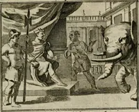 An illustration from Sinryke fabulen : verklaart en toegepast tot alderley zeede-lessen, dienstig om waargenoomen te werden in het menschelijke en burgerlijke leeven (1685)