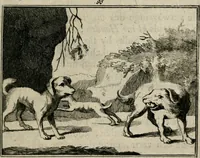 An illustration from Sinryke fabulen : verklaart en toegepast tot alderley zeede-lessen, dienstig om waargenoomen te werden in het menschelijke en burgerlijke leeven (1685)