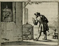 An illustration from Sinryke fabulen : verklaart en toegepast tot alderley zeede-lessen, dienstig om waargenoomen te werden in het menschelijke en burgerlijke leeven (1685)