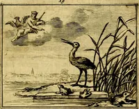 An illustration from Sinryke fabulen, : verklaart en toegepast tot alderley zeede-lessen, dienstig om waargenoomen te werden in het menschelijke en burgerlijke leeven (1685)