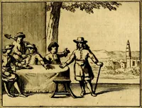 An illustration from Sinryke fabulen, : verklaart en toegepast tot alderley zeede-lessen, dienstig om waargenoomen te werden in het menschelijke en burgerlijke leeven (1685)
