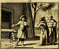 An illustration from Sinryke fabulen, : verklaart en toegepast tot alderley zeede-lessen, dienstig om waargenoomen te werden in het menschelijke en burgerlijke leeven (1685)