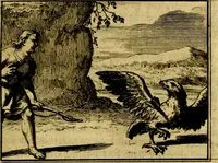 An illustration from Sinryke fabulen, : verklaart en toegepast tot alderley zeede-lessen, dienstig om waargenoomen te werden in het menschelijke en burgerlijke leeven (1685)