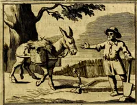 An illustration from Sinryke fabulen, : verklaart en toegepast tot alderley zeede-lessen, dienstig om waargenoomen te werden in het menschelijke en burgerlijke leeven (1685)
