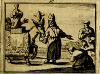 An illustration from Sinryke fabulen, : verklaart en toegepast tot alderley zeede-lessen, dienstig om waargenoomen te werden in het menschelijke en burgerlijke leeven (1685)
