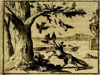 An illustration from Sinryke fabulen, : verklaart en toegepast tot alderley zeede-lessen, dienstig om waargenoomen te werden in het menschelijke en burgerlijke leeven (1685)