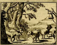 An illustration from Sinryke fabulen, : verklaart en toegepast tot alderley zeede-lessen, dienstig om waargenoomen te werden in het menschelijke en burgerlijke leeven (1685)