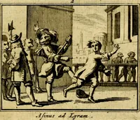 An illustration from Sinryke fabulen, : verklaart en toegepast tot alderley zeede-lessen, dienstig om waargenoomen te werden in het menschelijke en burgerlijke leeven (1685)