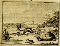 An illustration from Sinryke fabulen, : verklaart en toegepast tot alderley zeede-lessen, dienstig om waargenoomen te werden in het menschelijke en burgerlijke leeven (1685)